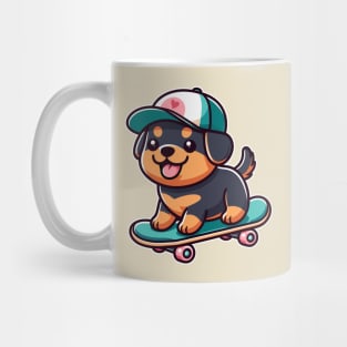 Rottweiler Puppy On Skateboard Kawaii Skater Dog Lover Mug
